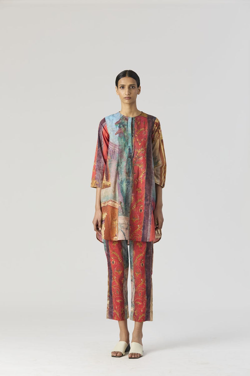 VILLA ROMA SHORT KURTA SET cotton by Yam in multi color for women Worldwide