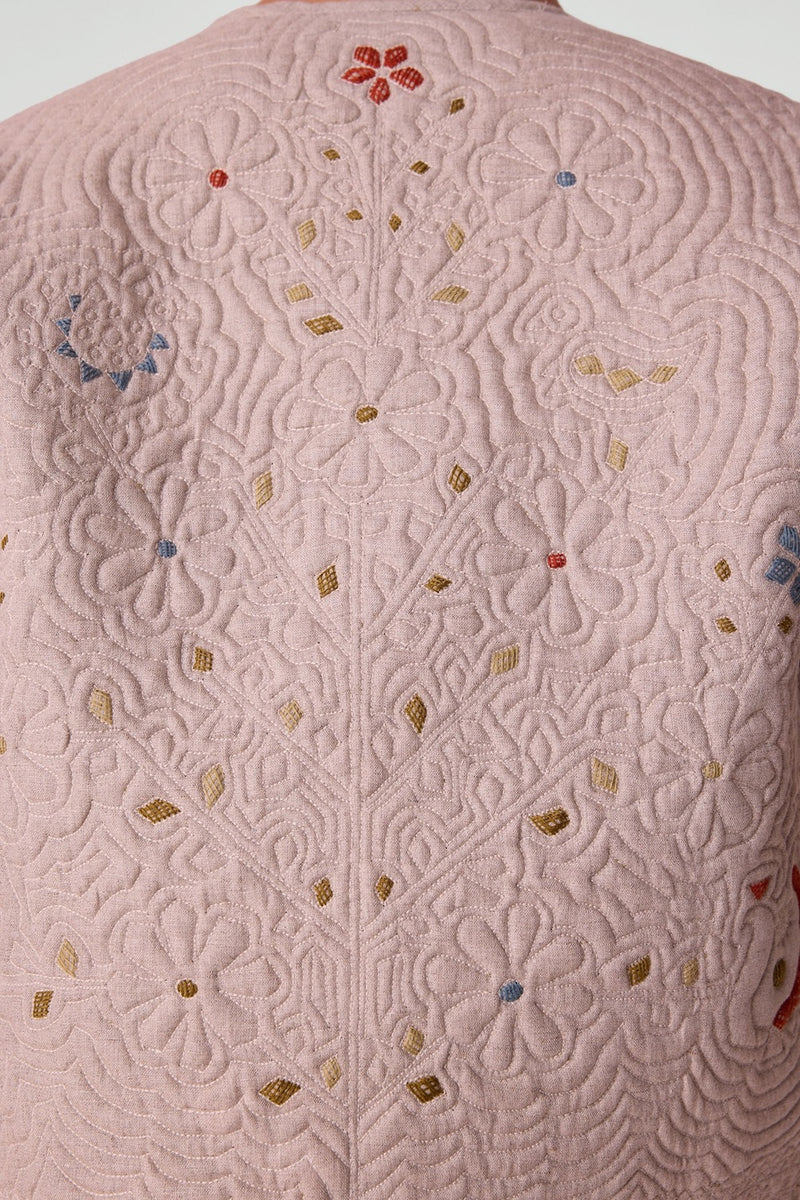 Vipra Hand Quilted Embroidered Linen Jacket