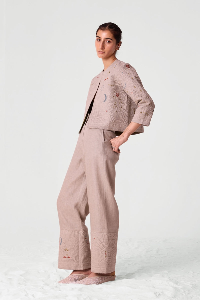Vipra Hand Quilted Embroidered Linen Jacket