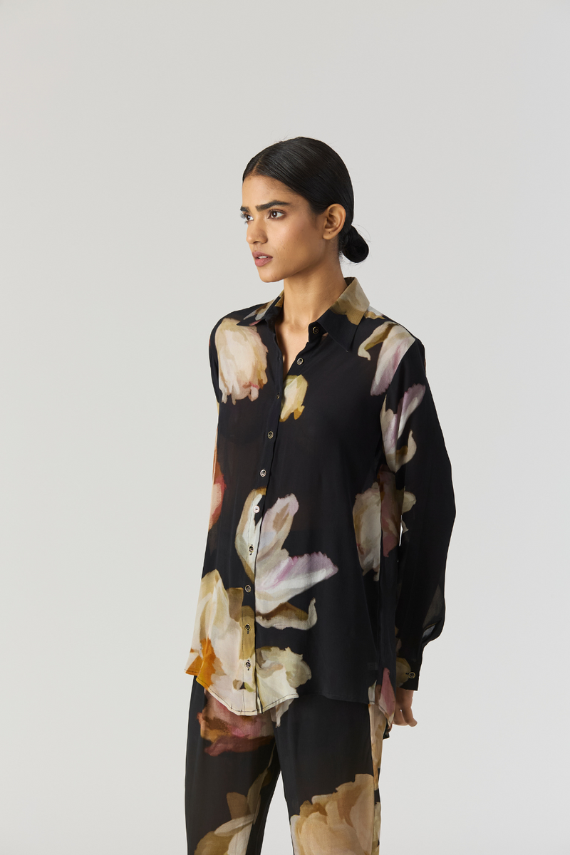 VIVA FIORI CO-ORD SET by Yam in black color for women Worldwide