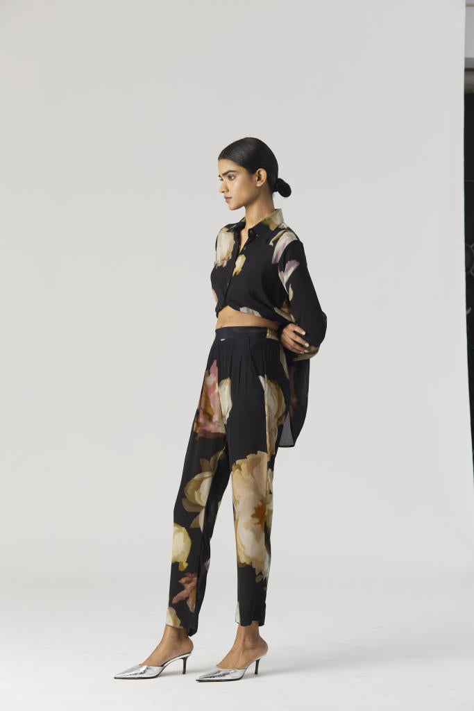 VIVA FIORI CO-ORD SET by Yam in black color for women Worldwide
