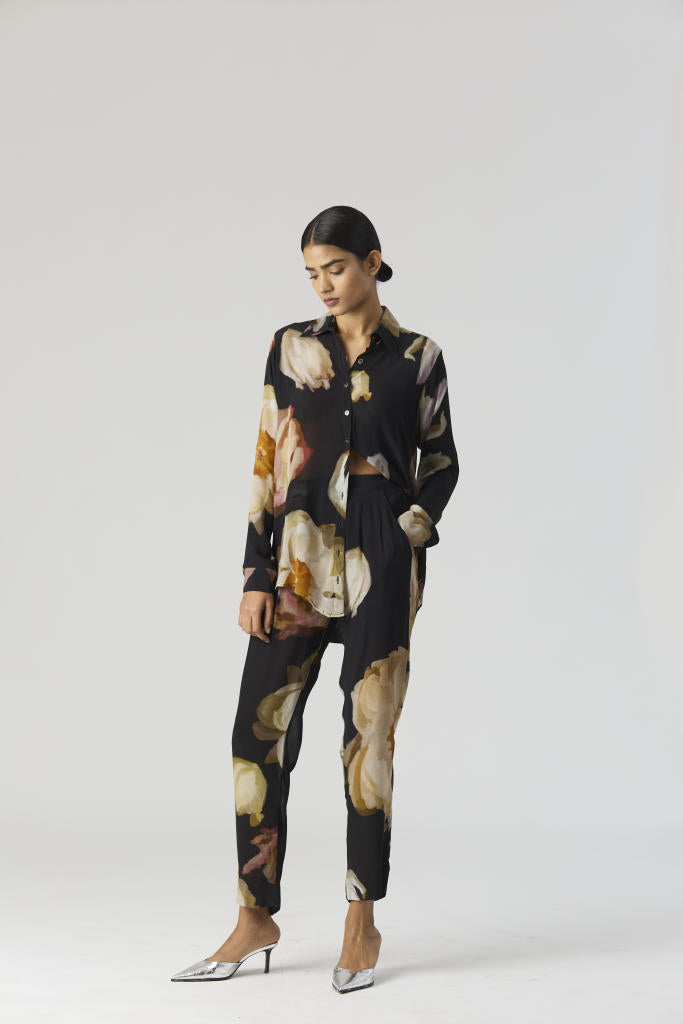 VIVA FIORI CO-ORD SET by Yam in black color for women Worldwide