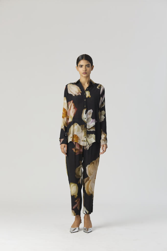 VIVA FIORI CO-ORD SET by Yam in black color for women Worldwide