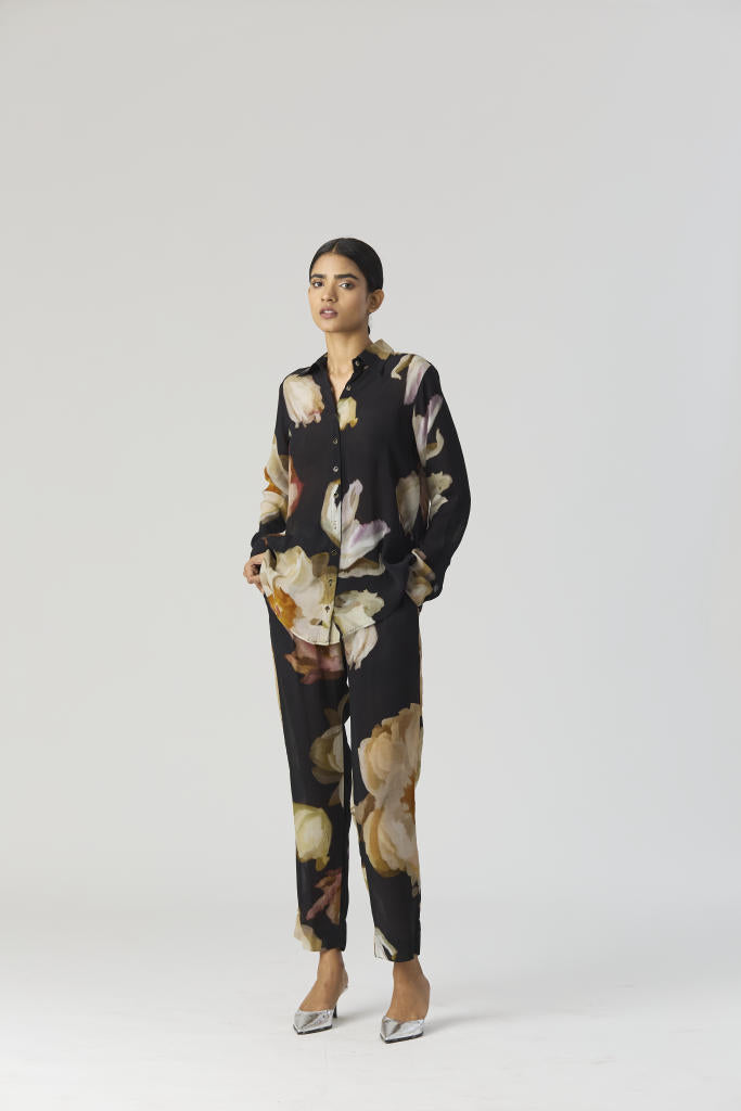 VIVA FIORI CO-ORD SET by Yam in black color for women Worldwide