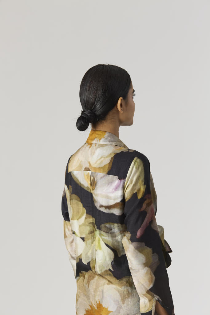 VIVA FIORI DRESS silk by Yam in black color for women Worldwide