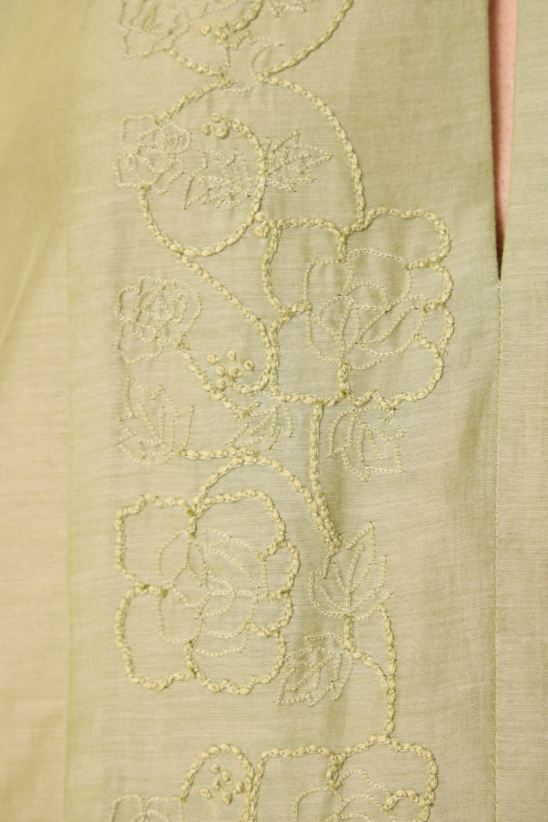 Volya Green Embroidered Dress silk by The Summer House in green color for women Worldwide