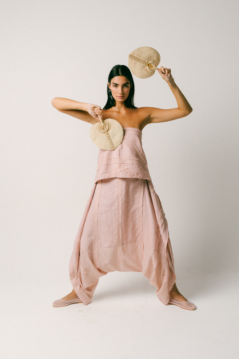 Pagi Linen Dhoti Set co-ord set by Ituvana in dusty pink for women Worldwide