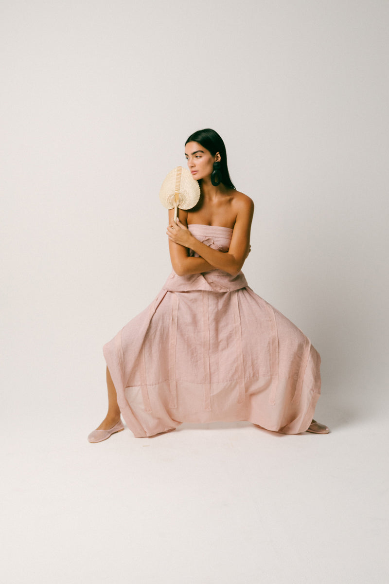 Pagi Linen Dhoti Set co-ord set by Ituvana in dusty pink for women Worldwide