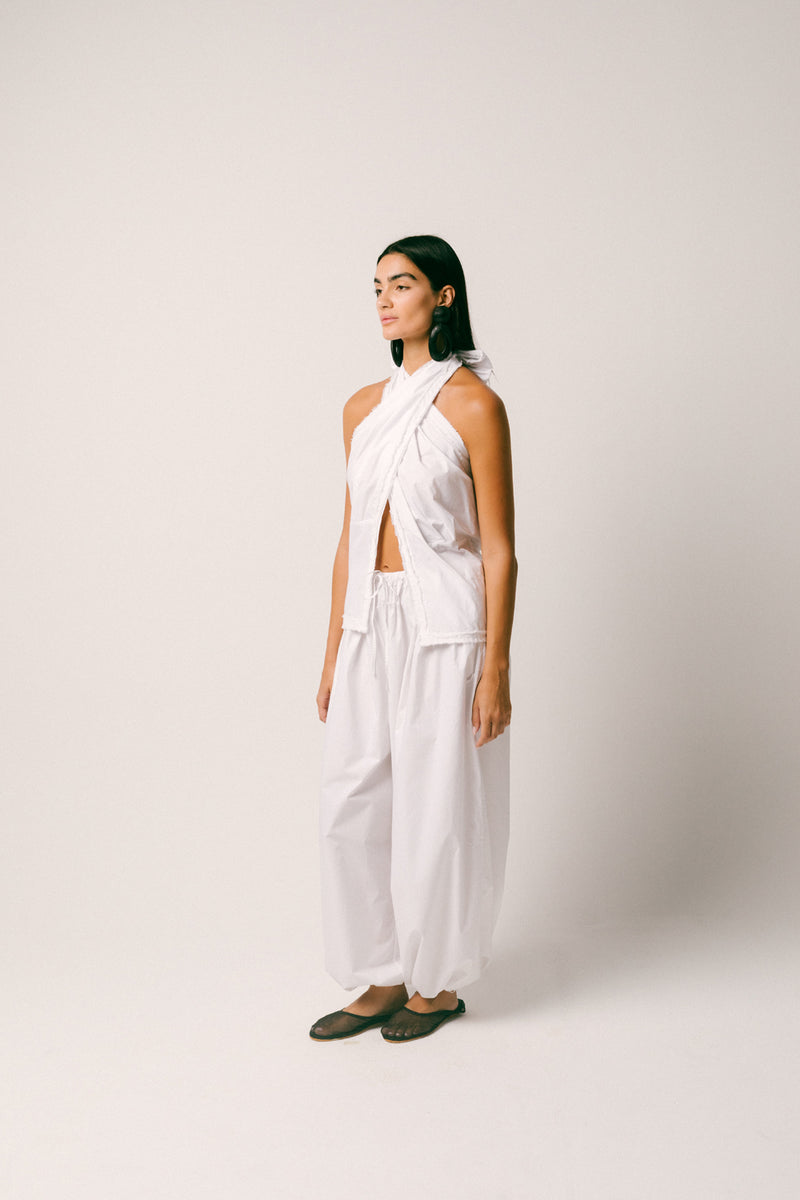Bumi Cotton Balloon Set cotton poplin co-ord set by Ituvana in white for women Worldwide