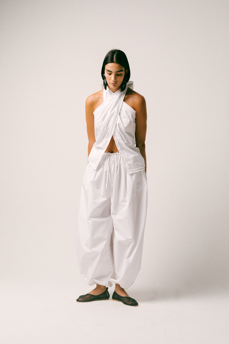 Bumi Cotton Balloon Set cotton poplin co-ord set by Ituvana in white for women Worldwide