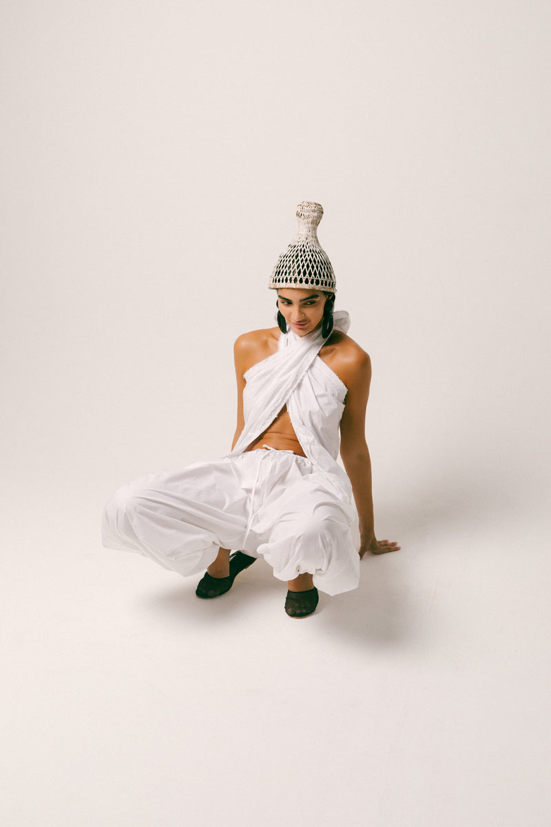 Bumi Cotton Balloon Set cotton poplin co-ord set by Ituvana in white for women Worldwide