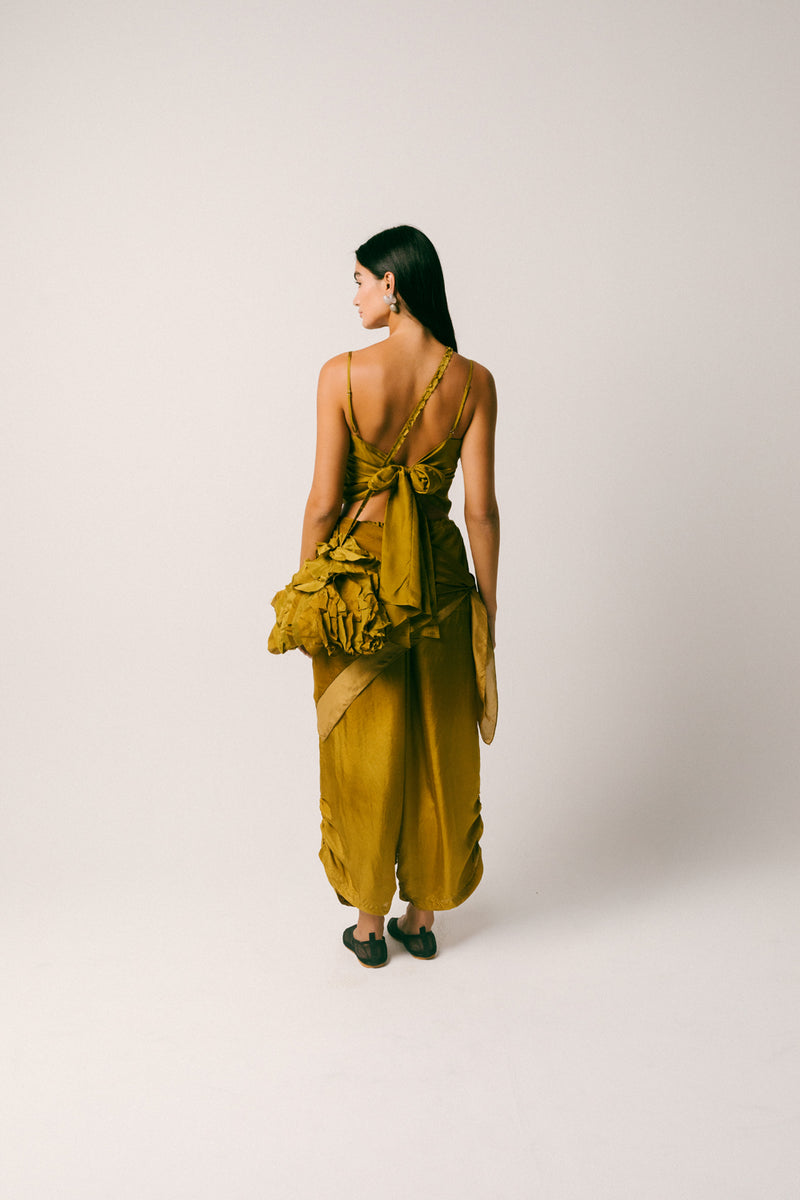 Mekar Cross Body Bag habutai silk bag by Ituvana in olive for women Worldwide