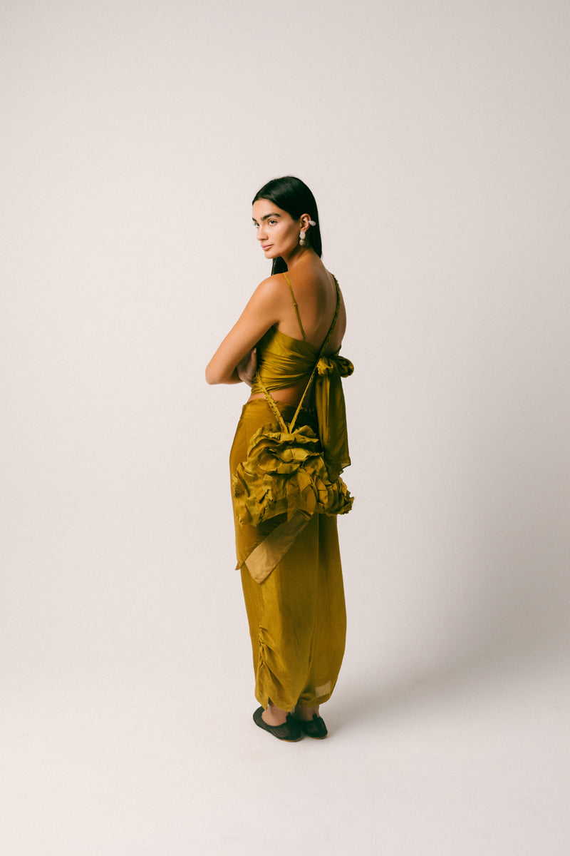 Mekar Cross Body Bag habutai silk bag by Ituvana in olive for women Worldwide