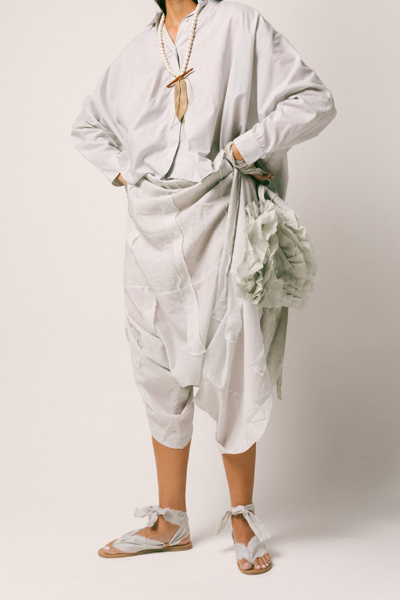 Embun Cotton Dhoti Set shirt- mul mul cotton pants- linen co-ord set by Ituvana in mint green for women Worldwide