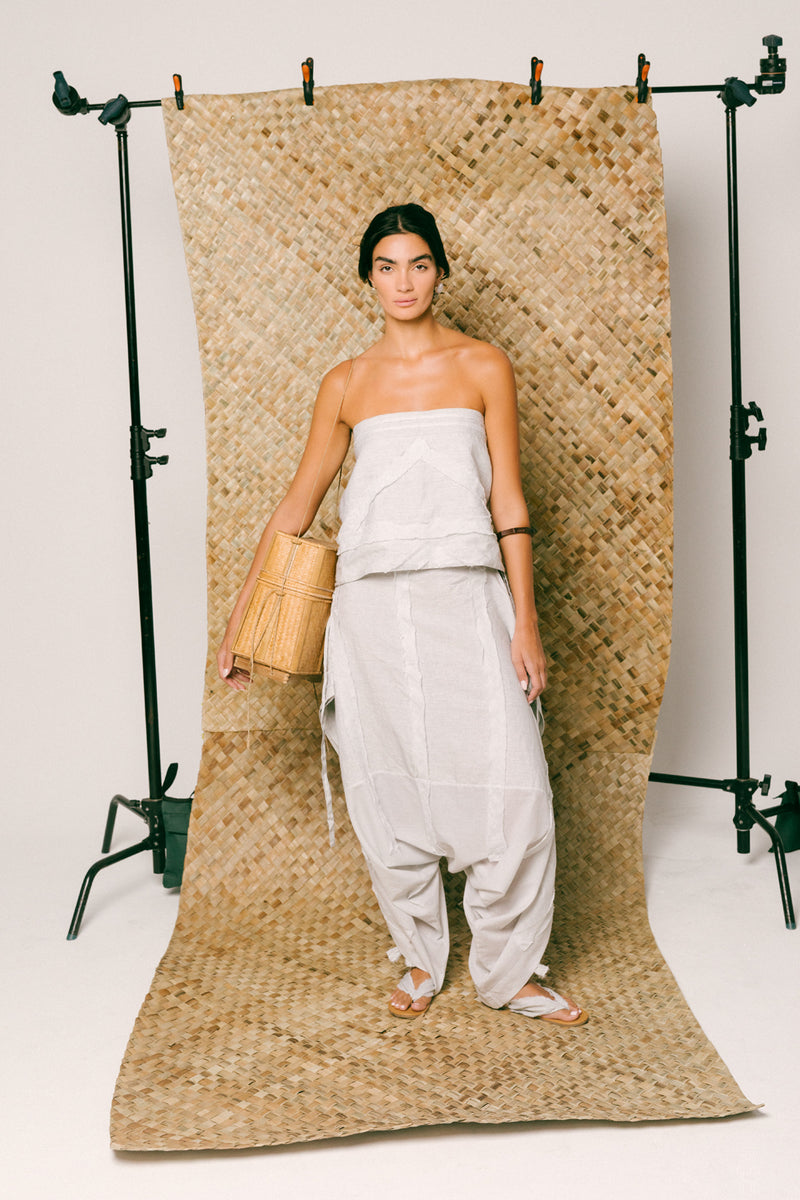 Pagi Linen Dhoti Set co-ord set by Ituvana in mint green for women Worldwide