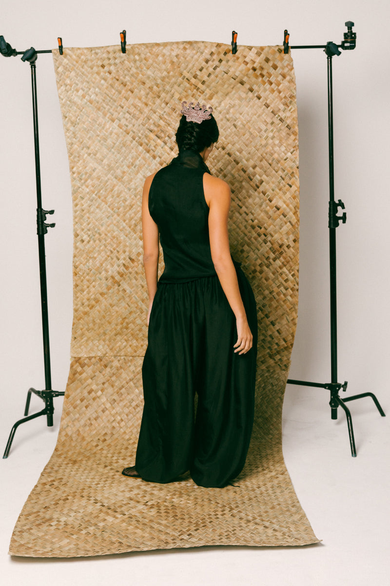 Mawar Silk Pant Set organza habutai silk co-ord set by Ituvana in black for women Worldwide
