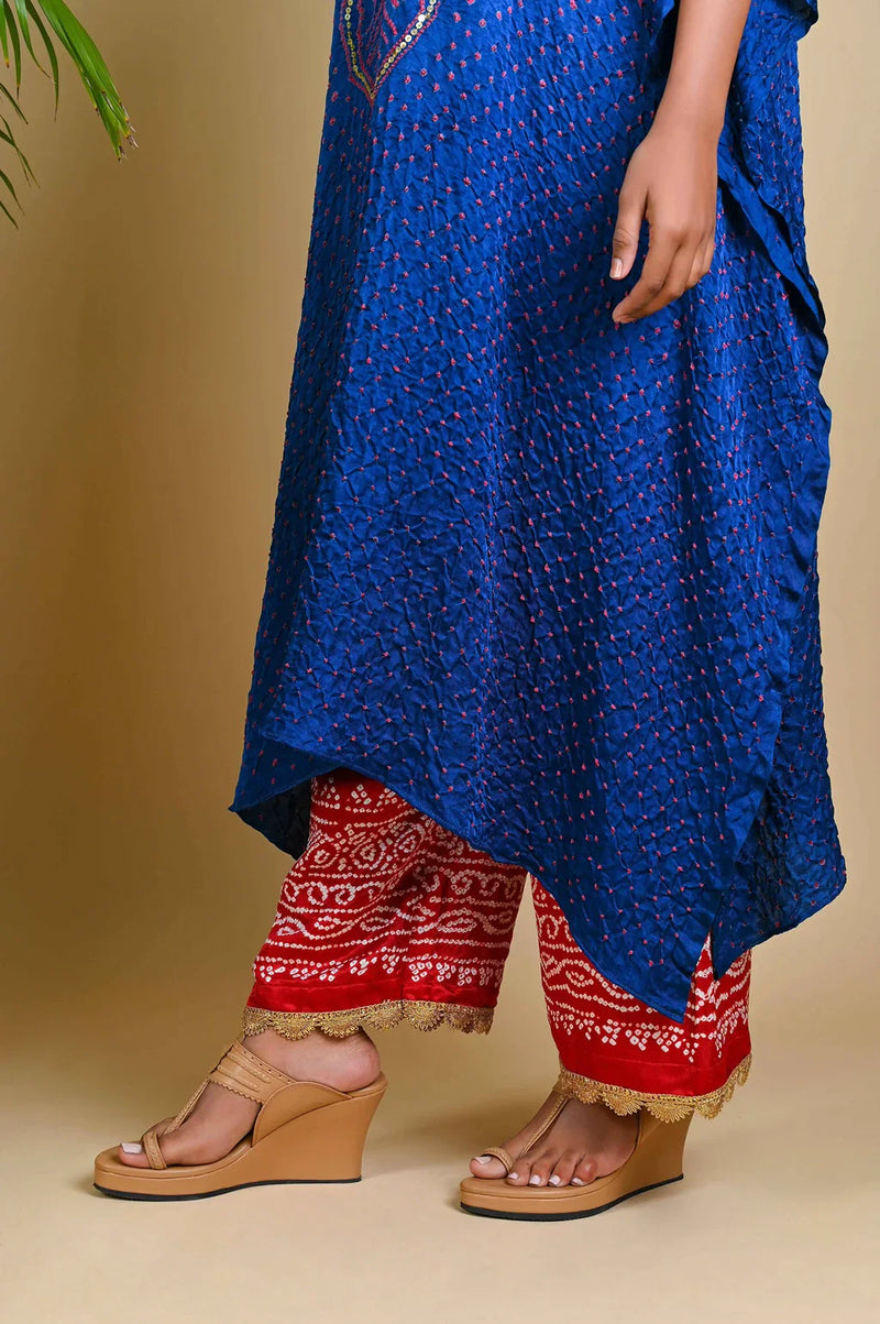 WAVE SEQUENCE KAFTAN-BLUE silk by Dyelogue in blue color for women Worldwide
