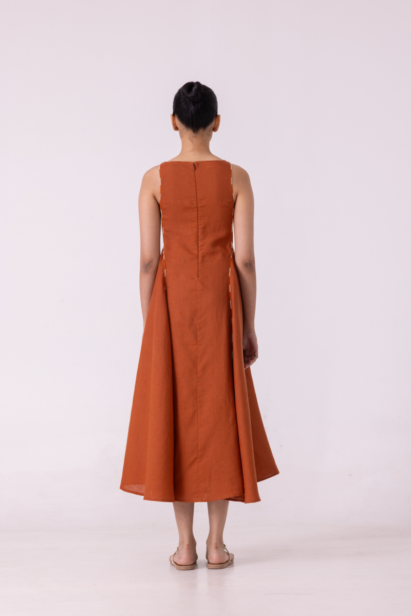 Weasley Rust Linen Dress cotton by The Summer House for women Worldwide