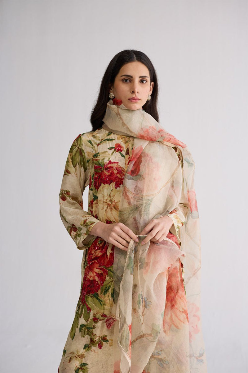 WHITE ROSE ORGANZA DUPATTA organza dupatta by YAM in multicolor for women Worldwide