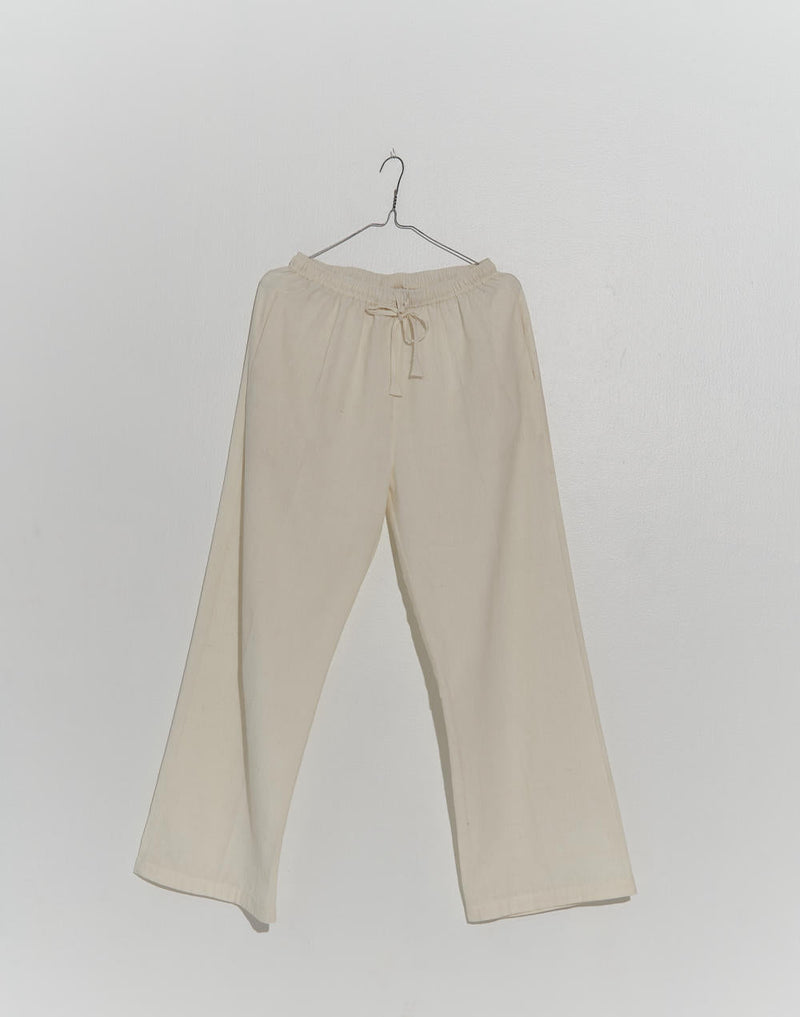 Wide-legged Relaxed Pants 100% cotton by World of Crow in white color for women Worldwide