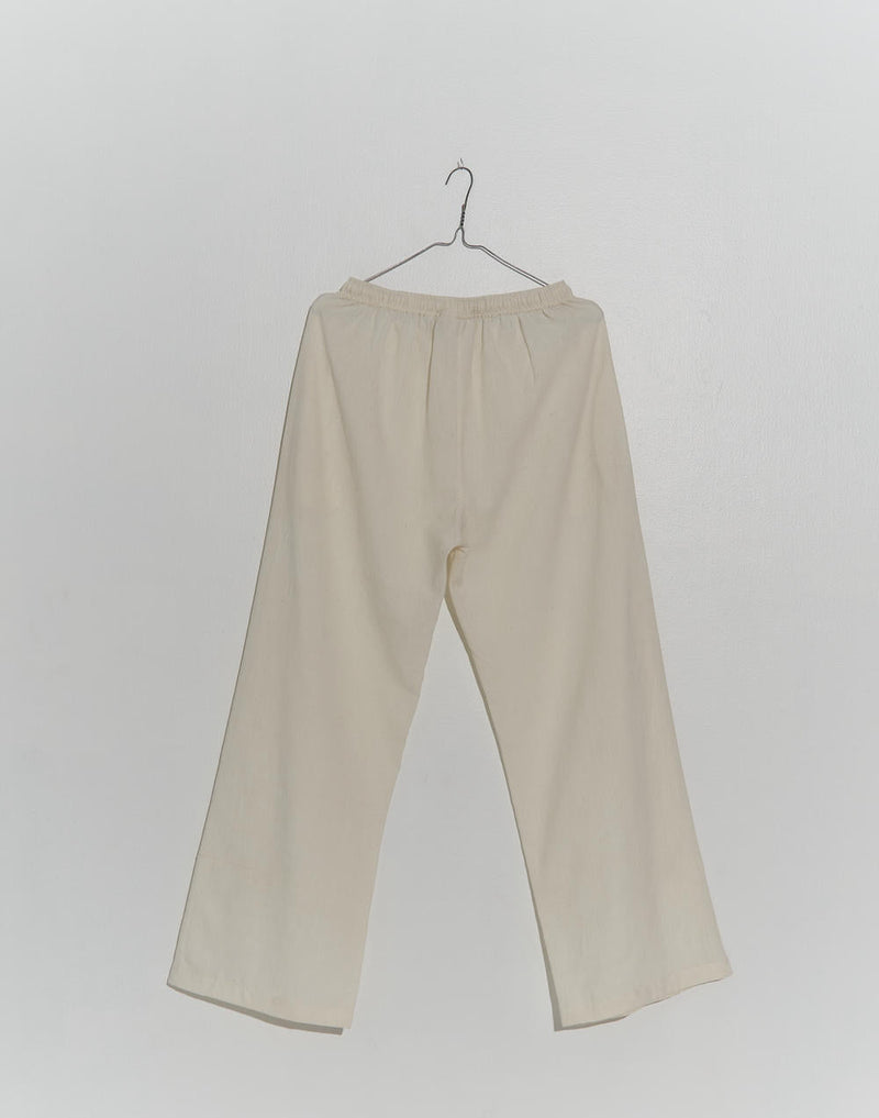 Wide-legged Relaxed Pants 100% cotton by World of Crow in white color for women Worldwide
