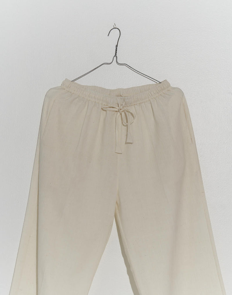 Wide-legged Relaxed Pants 100% cotton by World of Crow in white color for women Worldwide