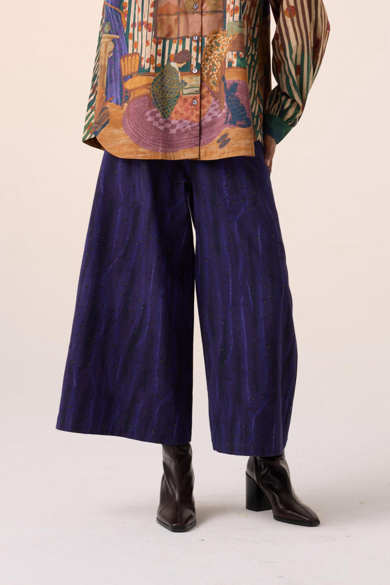 WIDE LEG PANT -PURPLE HOME ALONE cotton by CORD for women Worldwide