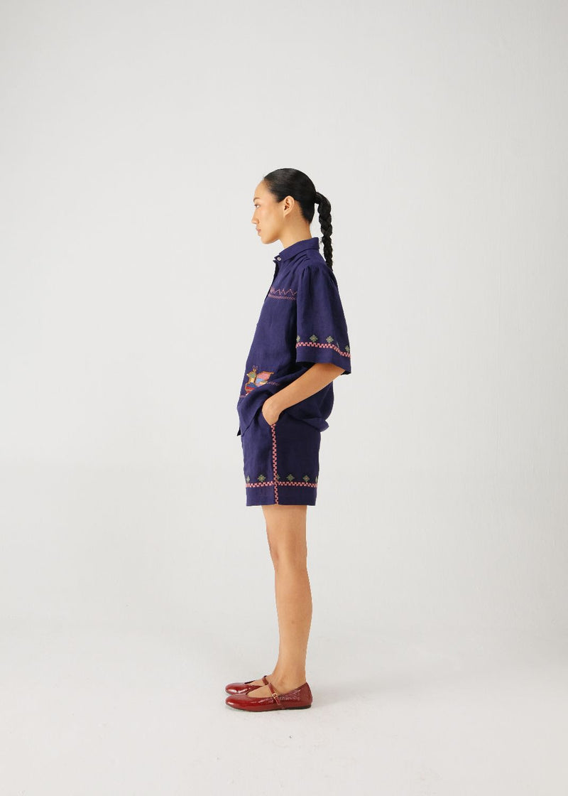 Wide leg shorts-Ink folk emb. by CORD for women Worldwide