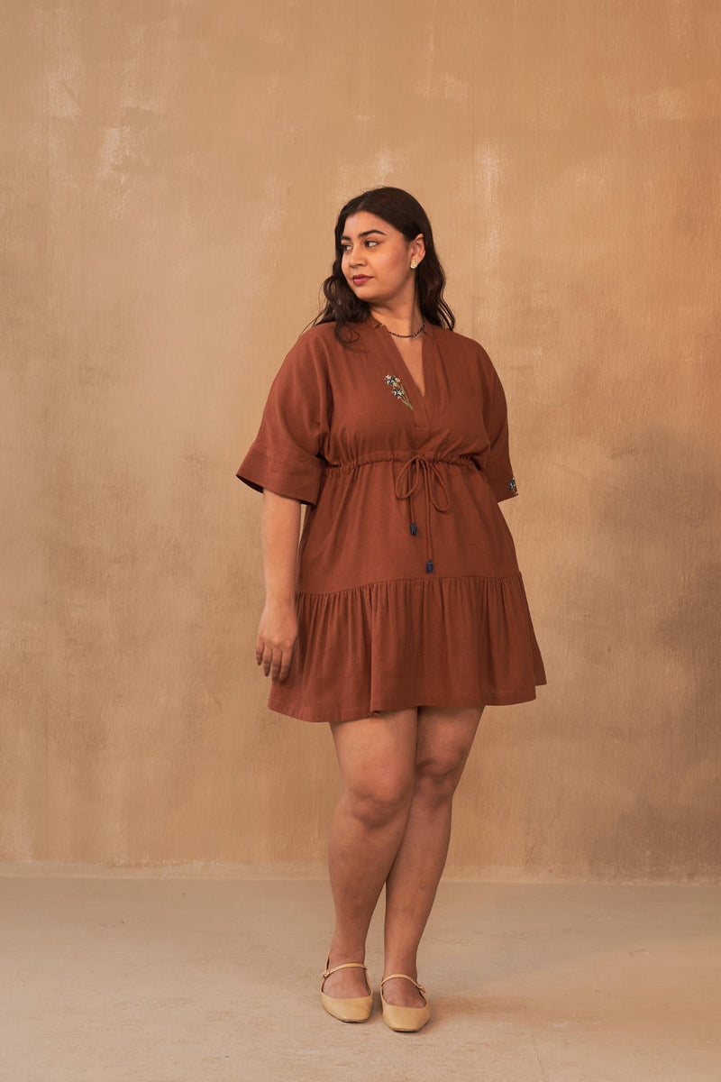 Wildflower Bloom Kala Cotton Dress cotton by SUI in brown color for women Worldwide