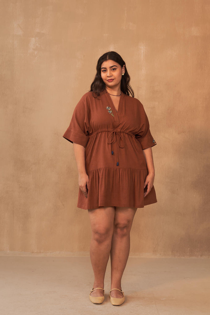 Wildflower Bloom Kala Cotton Dress cotton by SUI in brown color for women Worldwide