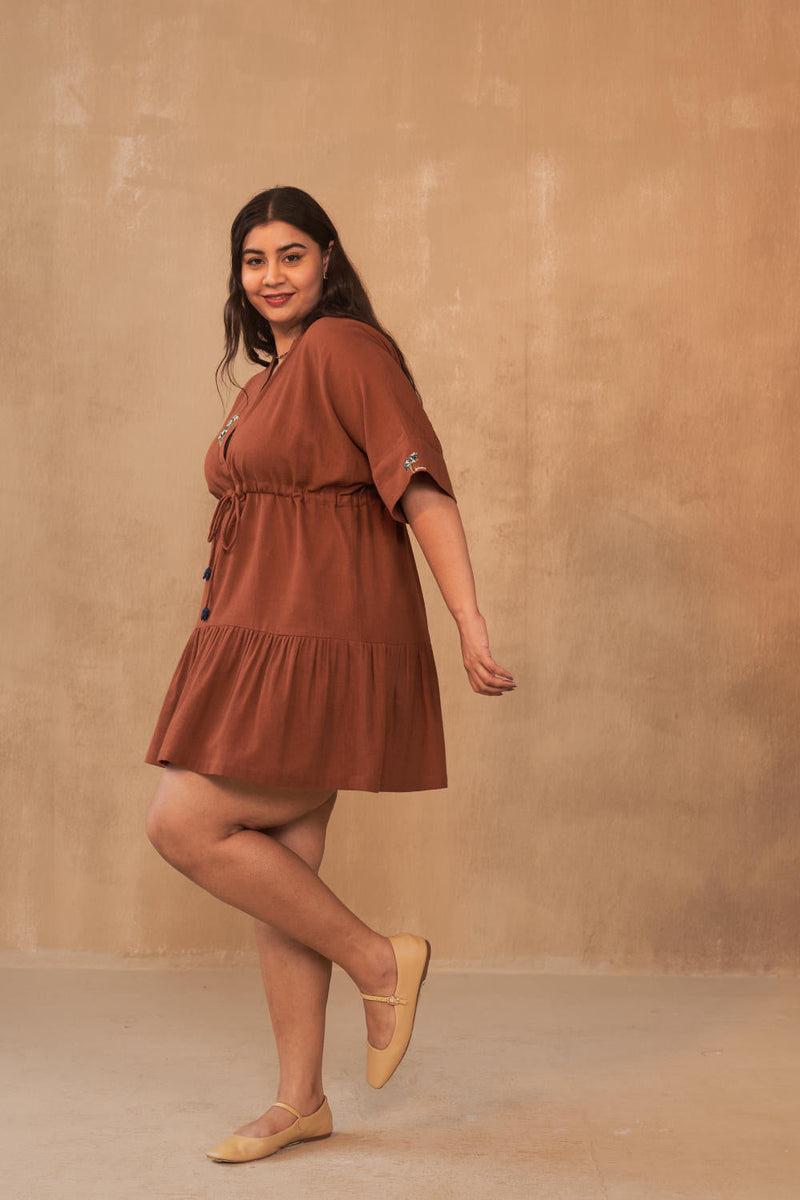 Wildflower Bloom Kala Cotton Dress cotton by SUI in brown color for women Worldwide