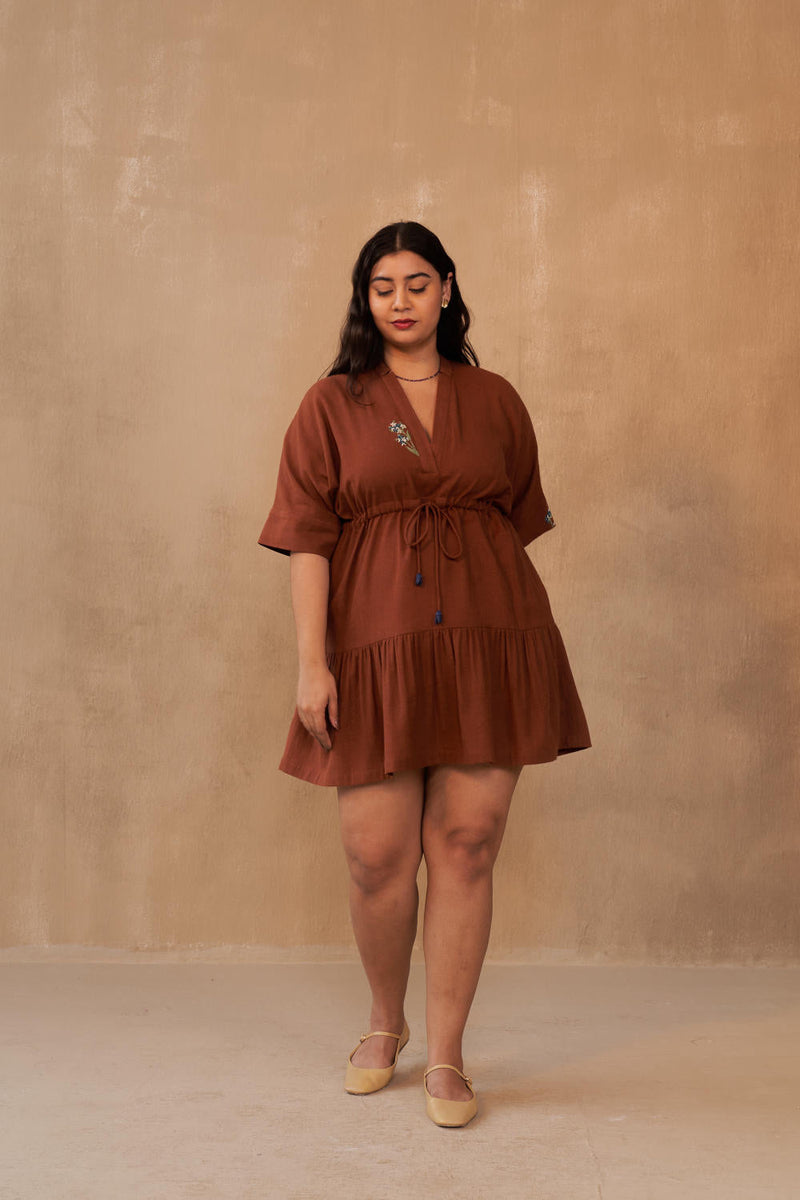 Wildflower Bloom Kala Cotton Dress cotton by SUI in brown color for women Worldwide