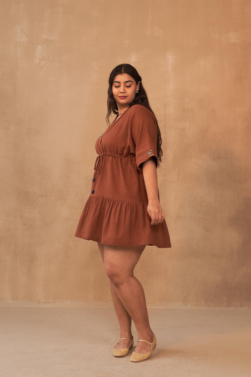 Wildflower Bloom Kala Cotton Dress cotton by SUI in brown color for women Worldwide