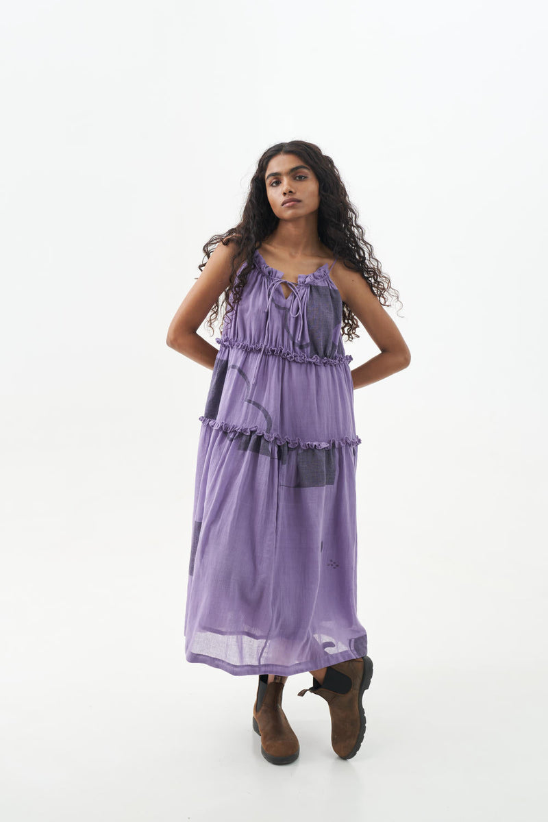 Bright lilac midi dress cotton Dresses,Short and Midi Dresses by World of Crow for women Worldwide