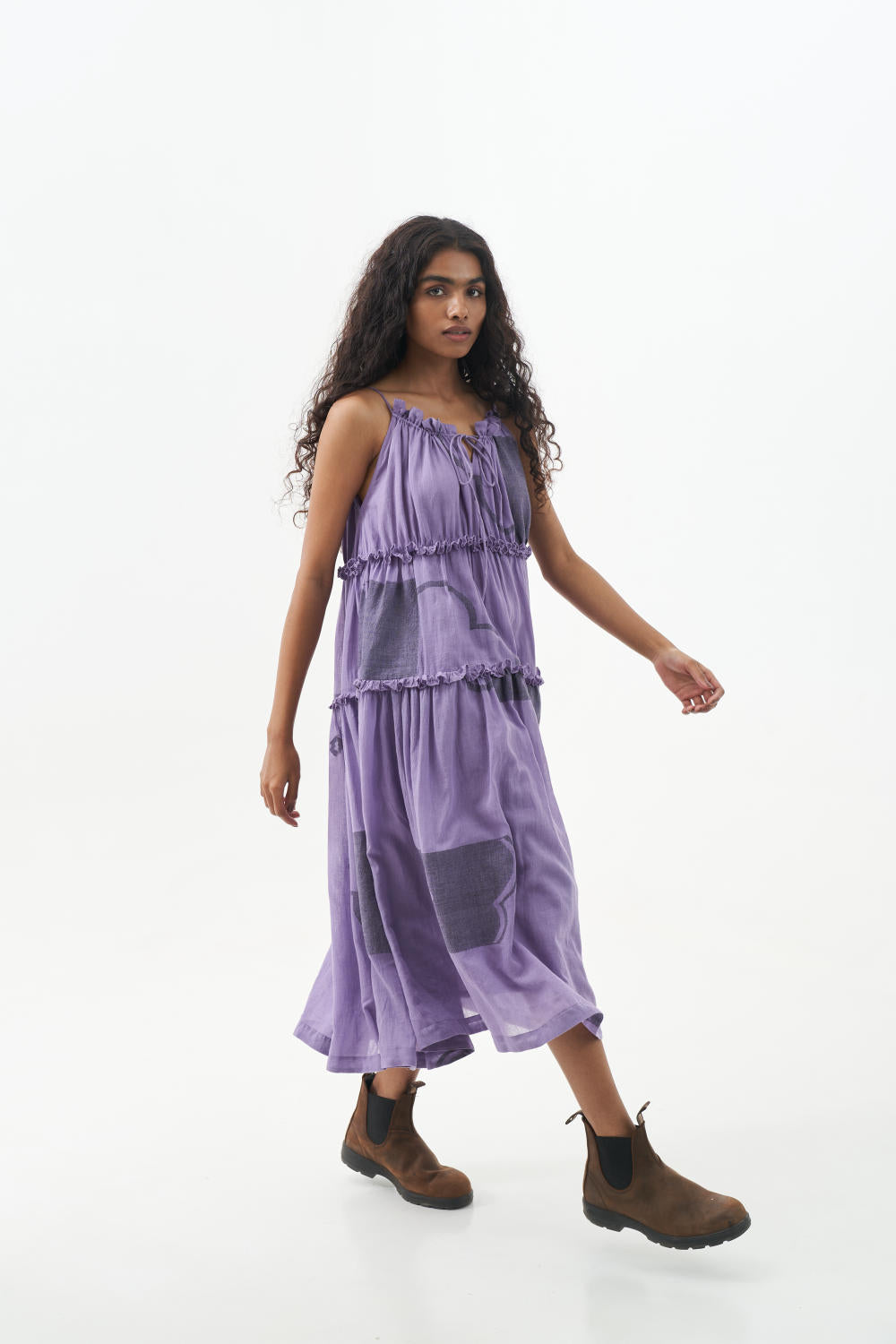 Bright lilac midi dress