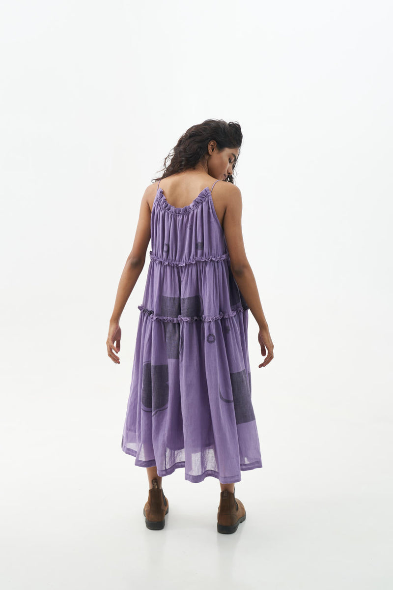 Bright lilac midi dress cotton Dresses,Short and Midi Dresses by World of Crow for women Worldwide