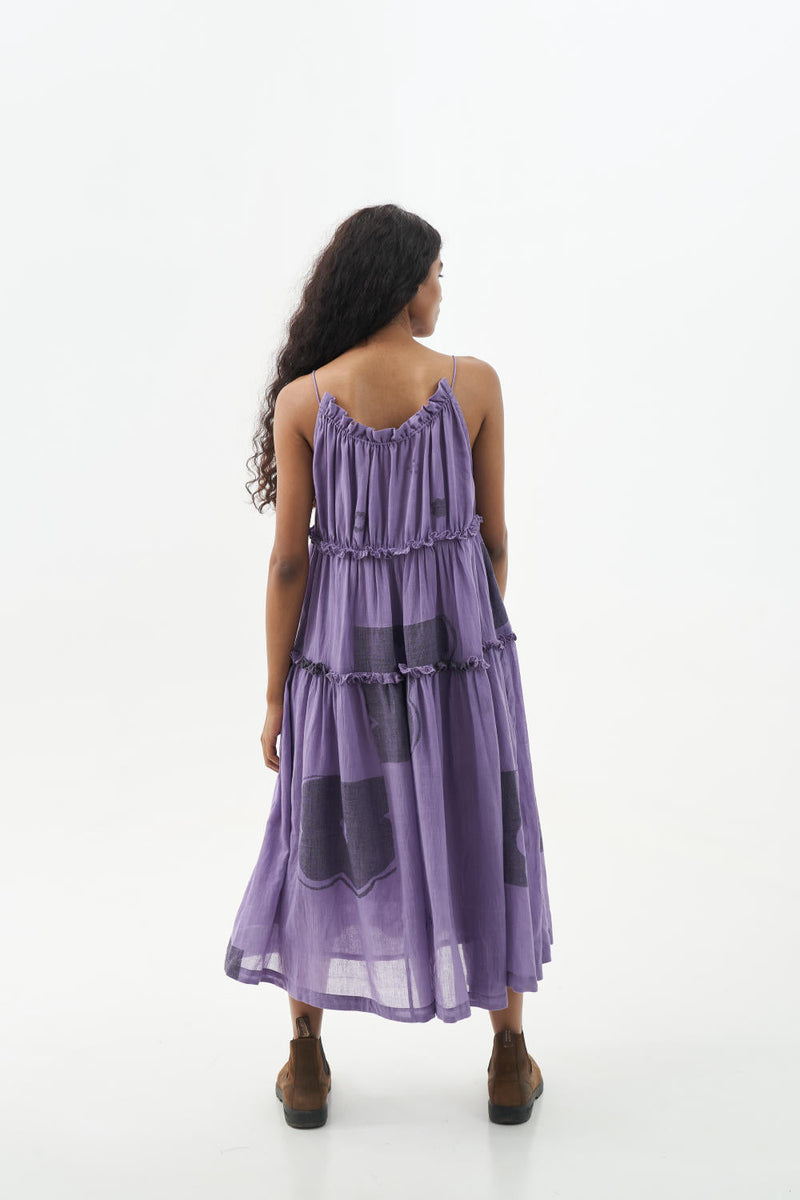 Bright lilac midi dress cotton Dresses,Short and Midi Dresses by World of Crow for women Worldwide