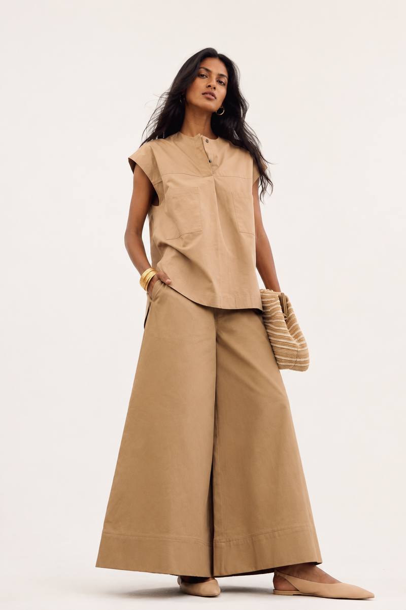 Wood rail co-ord set poplin by Khara Kapas for women Worldwide