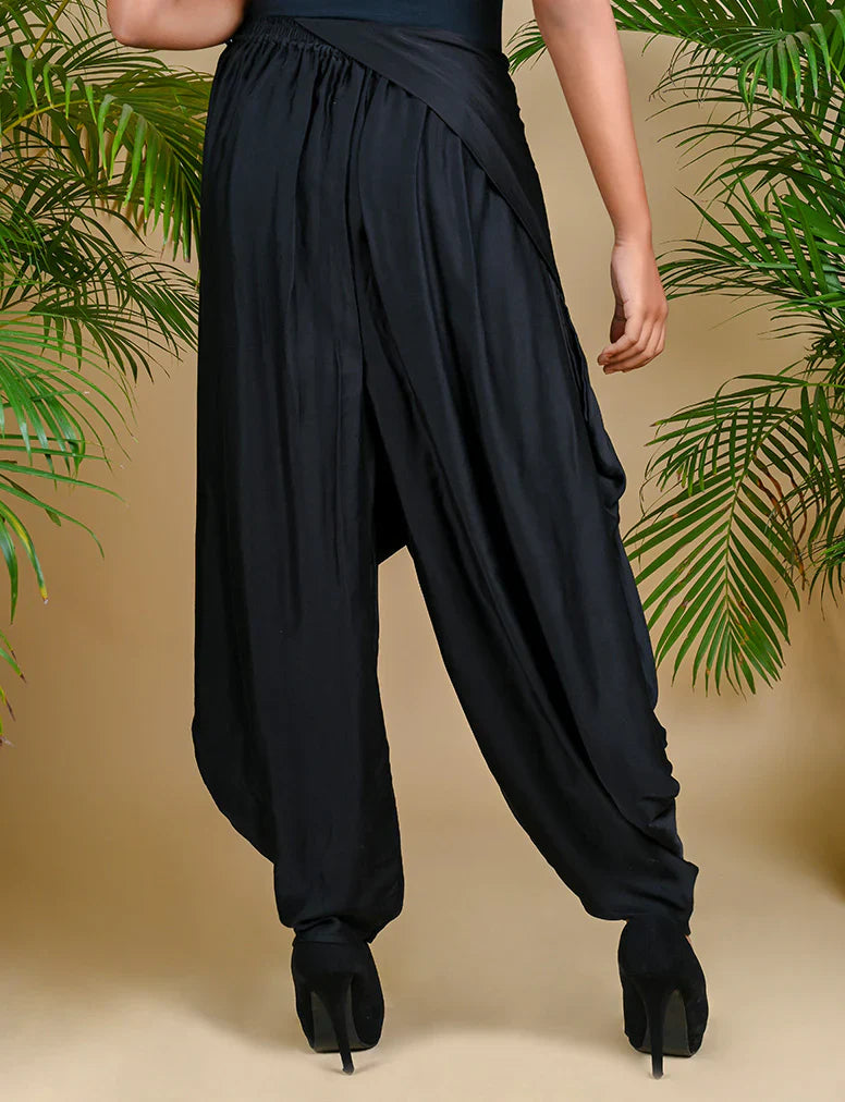 WRAP DHOTI-BLACK silk by Dyelogue in black color for women Worldwide