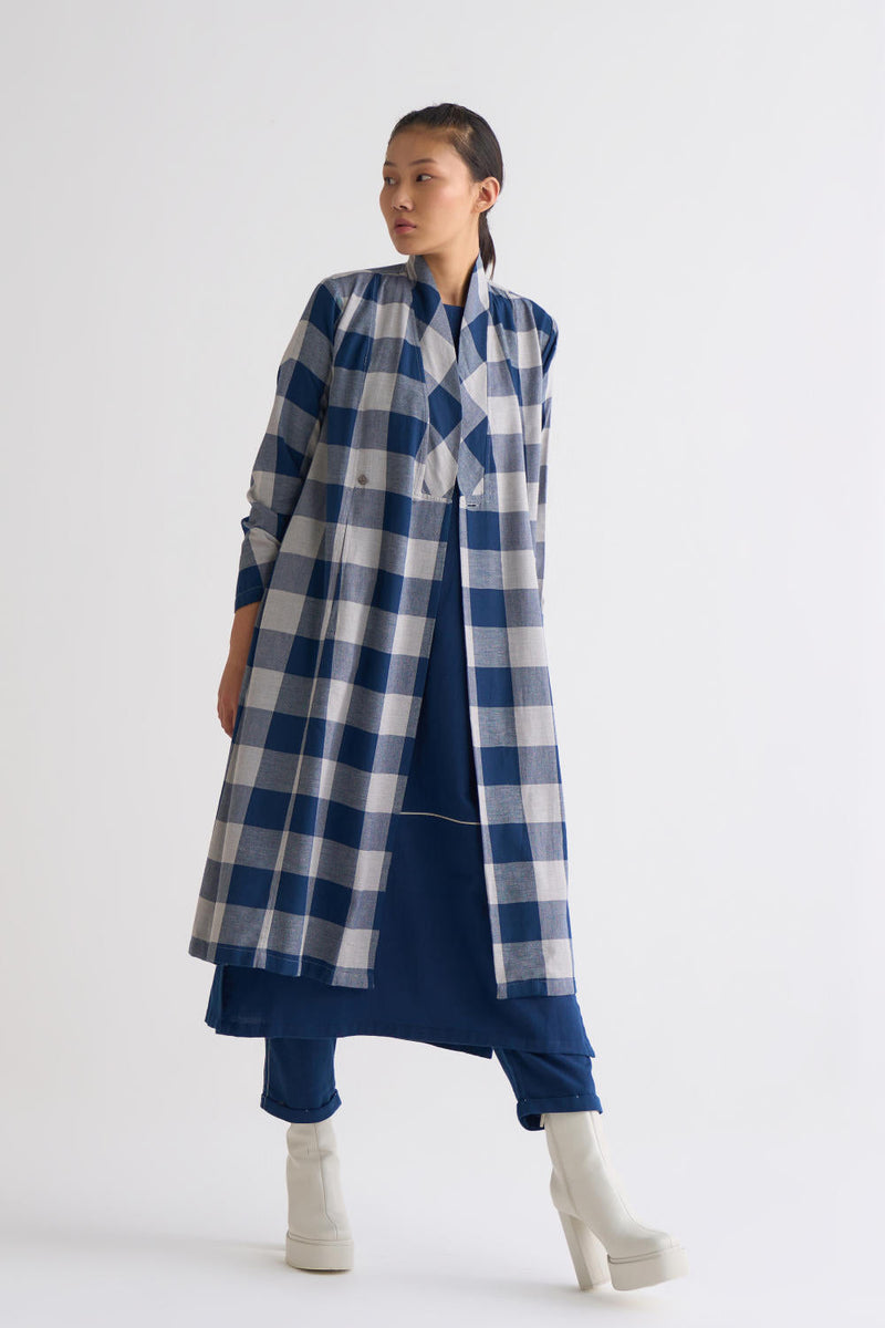 Wrap Collar Overlay Co ord - Navy Co-ord Set,Jackets & Overlays by THREE for women Worldwide