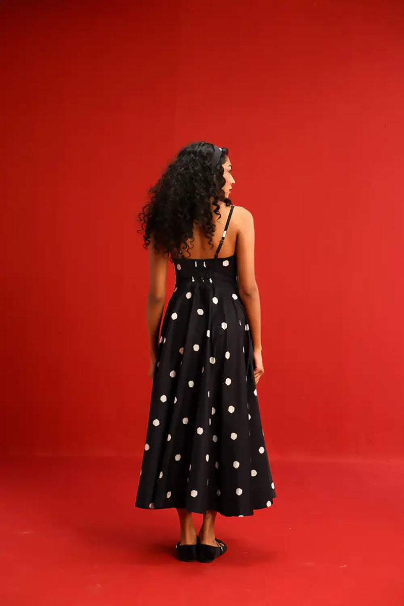 Isla Flared Bralette Dress satin by Yam in black color for women Worldwide