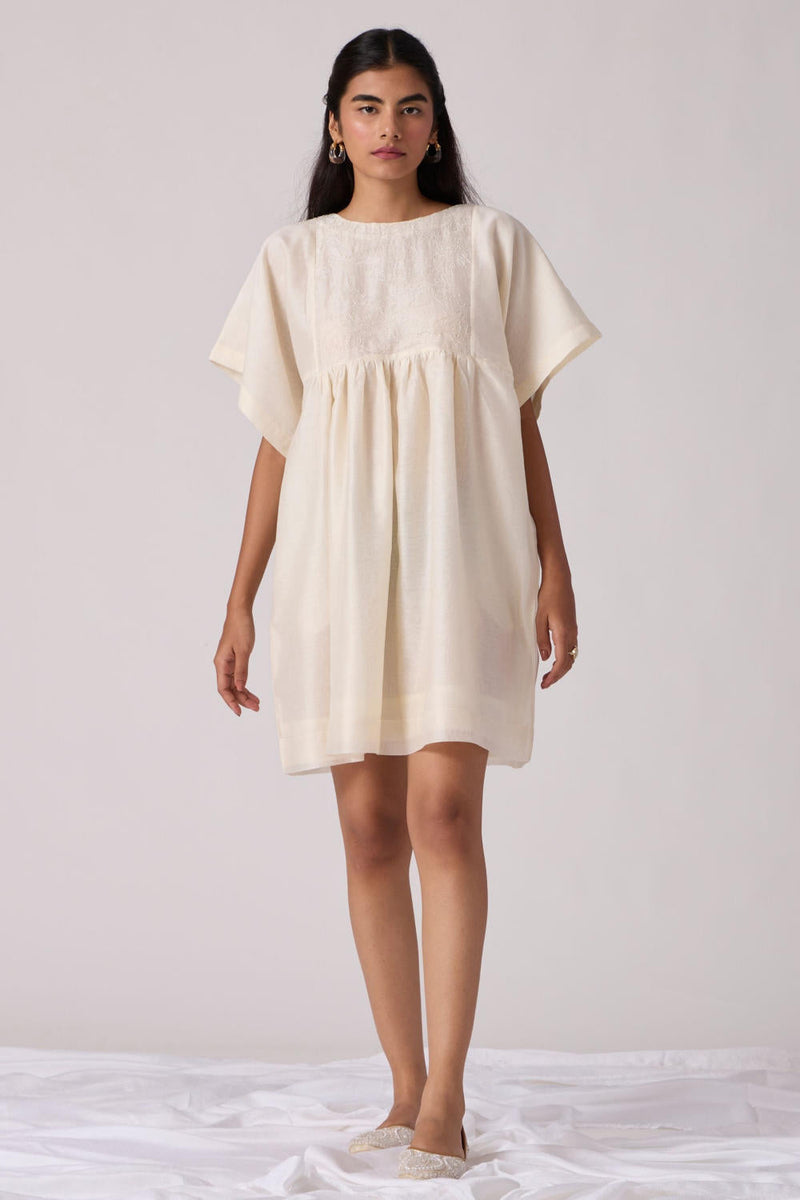 Yara - Off White Dress chanderi by The Summer House in white color for women Worldwide