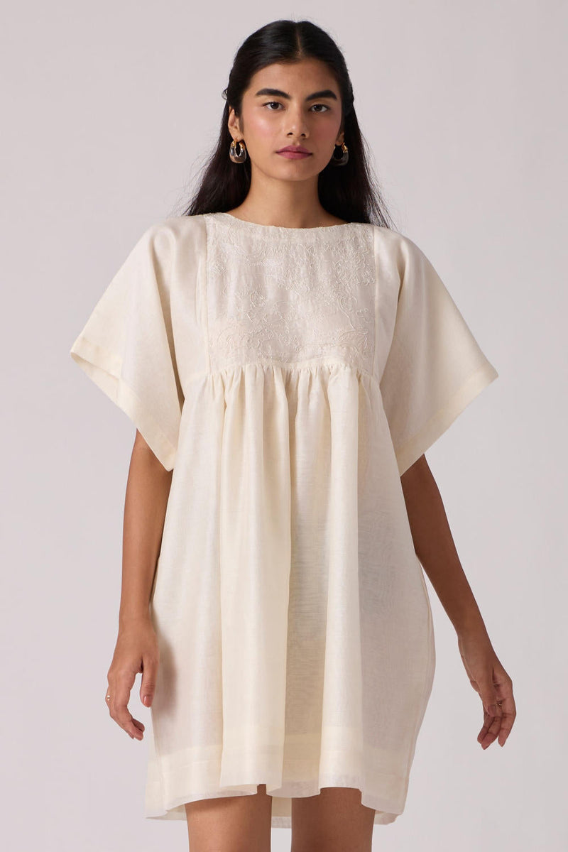 Yara - Off White Dress chanderi by The Summer House in white color for women Worldwide