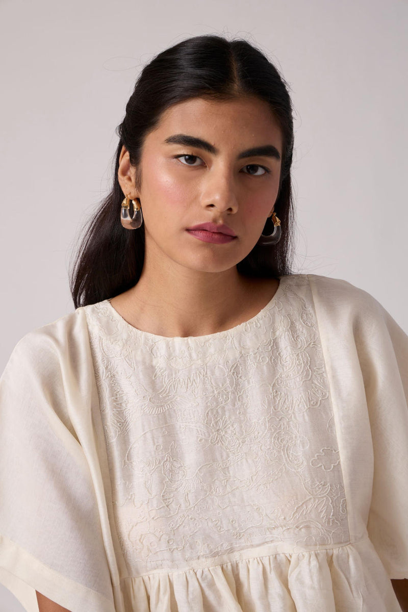 Yara - Off White Dress chanderi by The Summer House in white color for women Worldwide