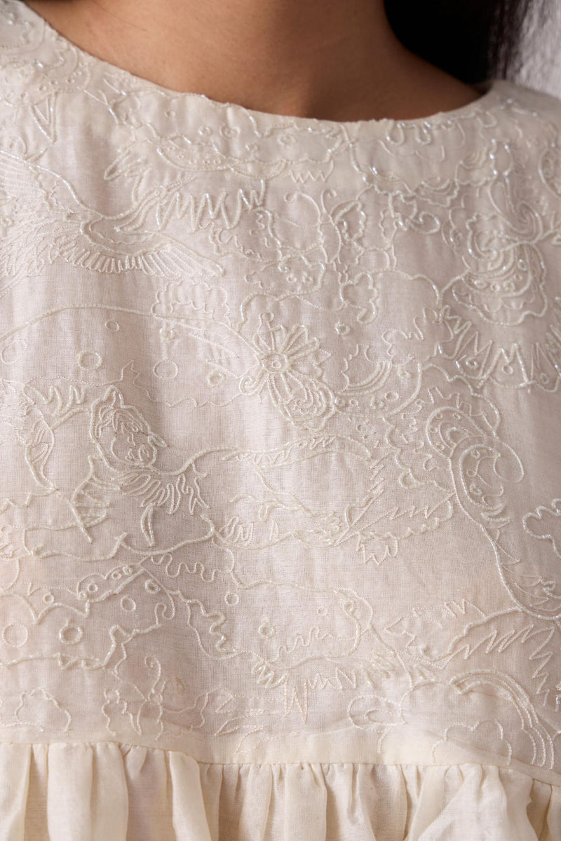 Yara - Off White Dress chanderi by The Summer House in white color for women Worldwide