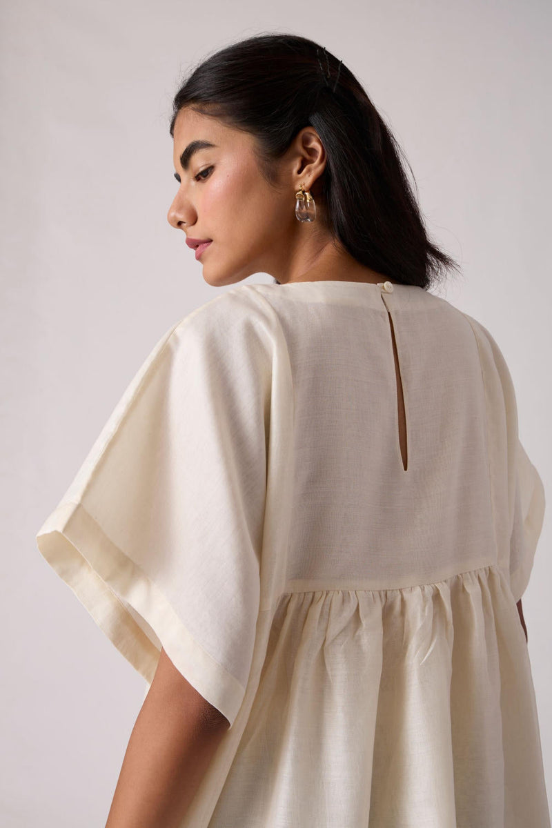 Yara - Off White Dress chanderi by The Summer House in white color for women Worldwide