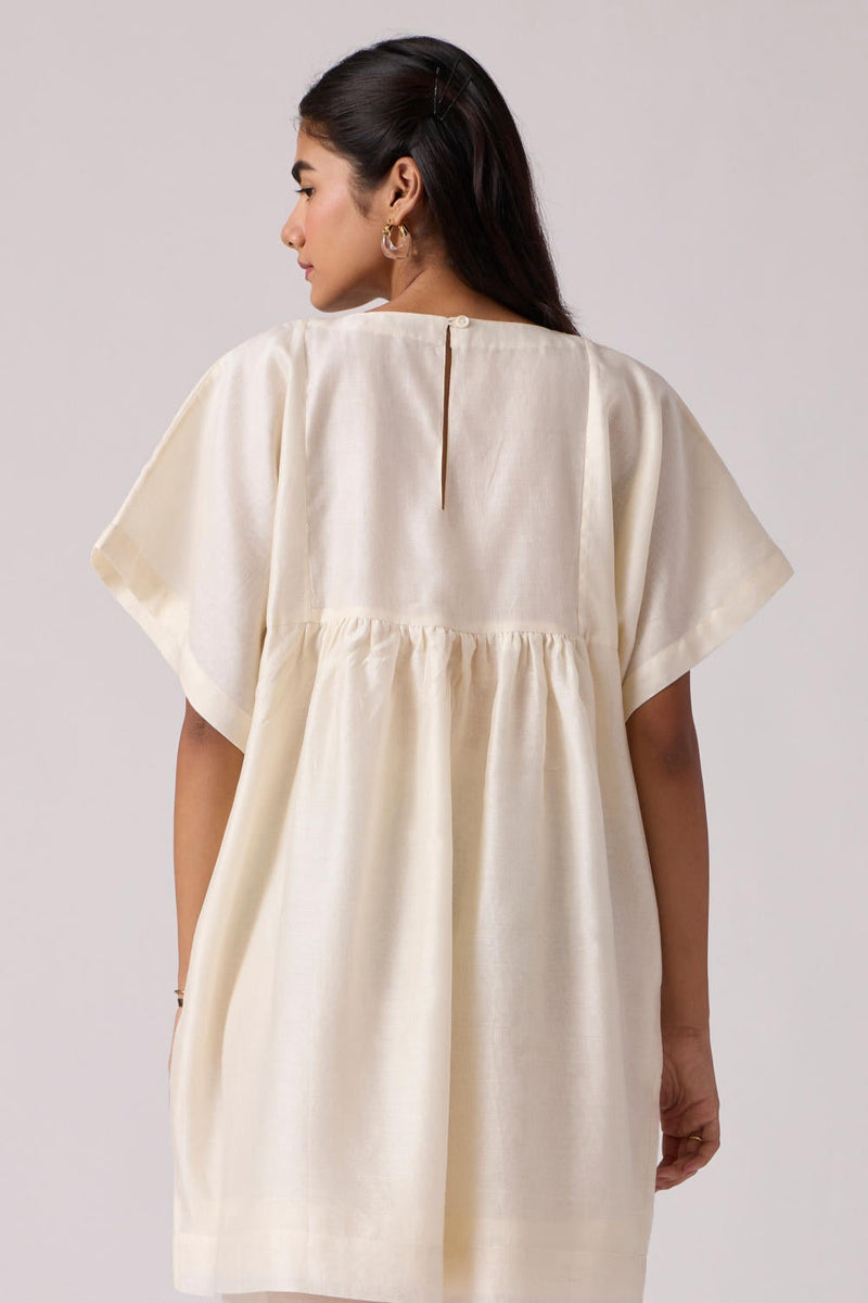 Yara - Off White Dress chanderi by The Summer House in white color for women Worldwide