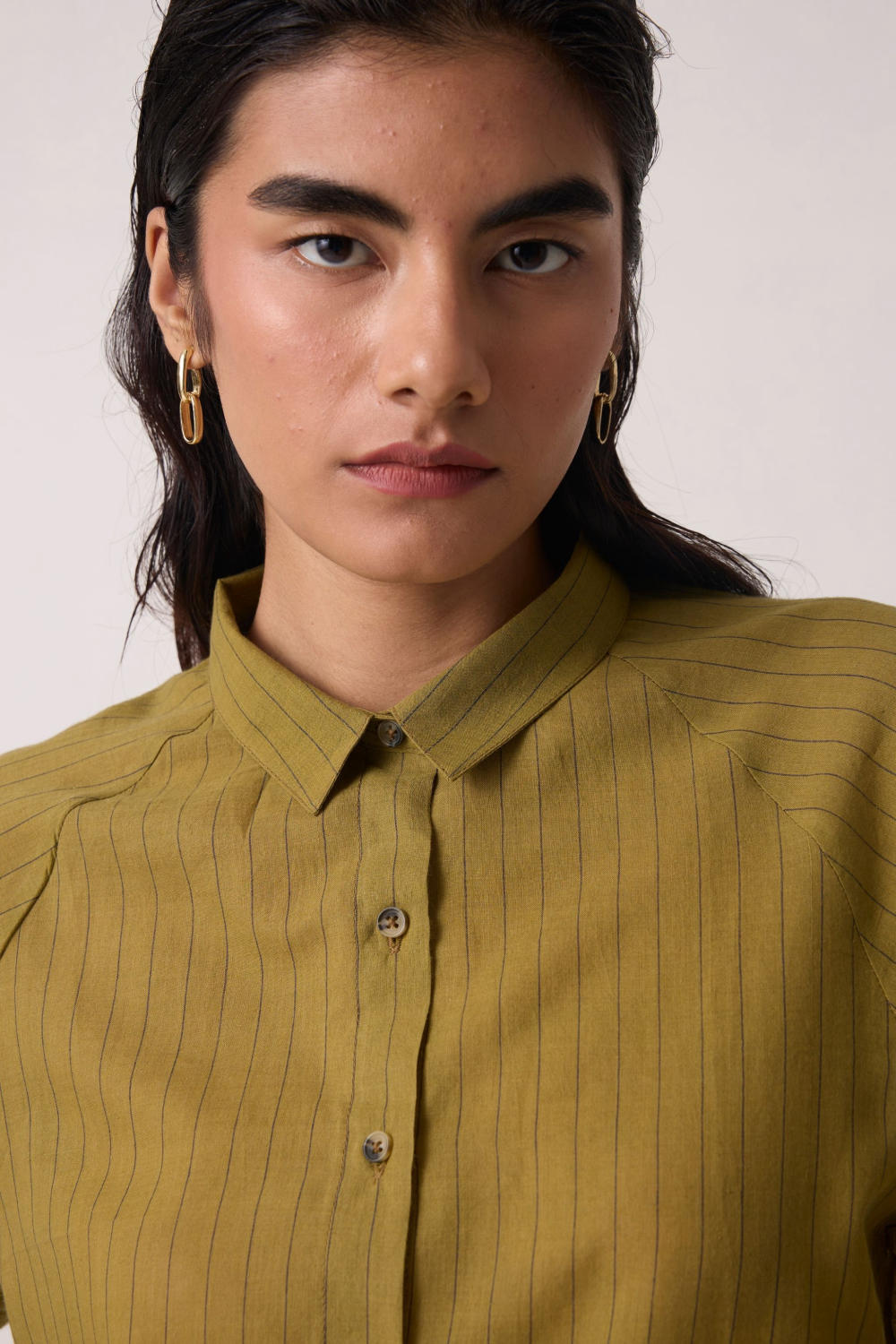 Yeji Olive Handwoven Cotton Shirt