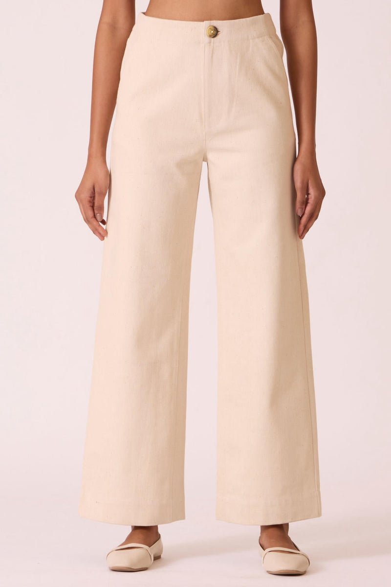 Yelena Off White Handloom Pants cotton by The Summer House for women Worldwide