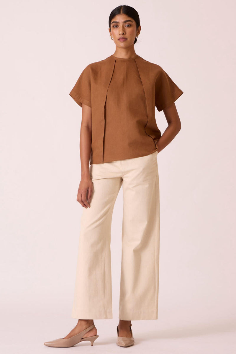 Yelena Off White Handloom Pants cotton by The Summer House for women Worldwide
